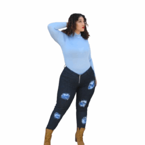 Spandex Denim Jean pants Ripped Baby Blue